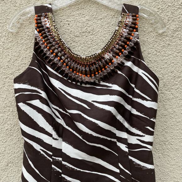 Kate Spade Joselle Zebra Stripe Embellished Dress 2 - Picture 3 of 10